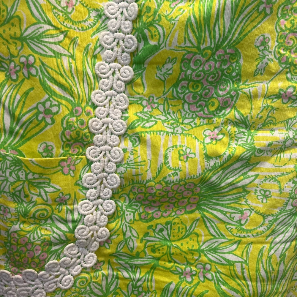 Lilly Pulitzer Shift Dress Sweet Tarty Crazy Cat House Pineapple Print Size 12 - Picture 3 of 3